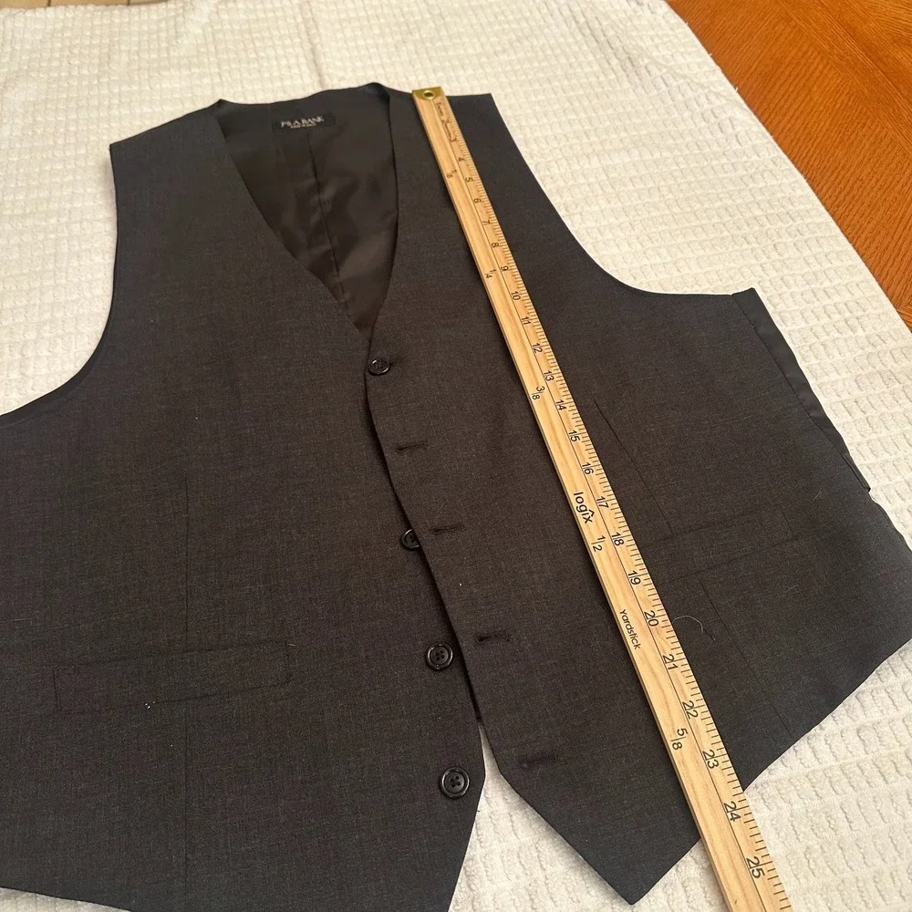 Jos A Bank Suit Vest Mens L Waistcoat Charcoal Gray Formal Wool Peaky Blinders